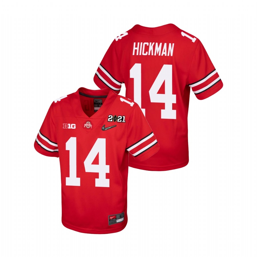 Ohio State Buckeyes Youth NCAA Ronnie Hickman #14 Scarlet Champions 2021 National College Football Jersey DCX2249PF